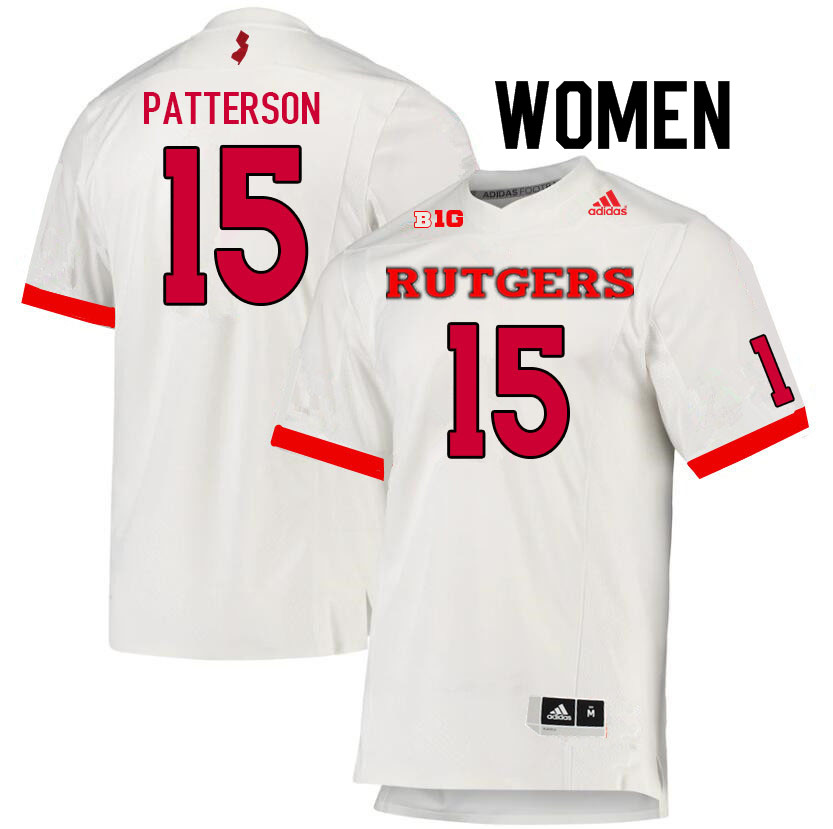 Women #15 Max Patterson Rutgers Scarlet Knights College Football Jerseys Sale-White